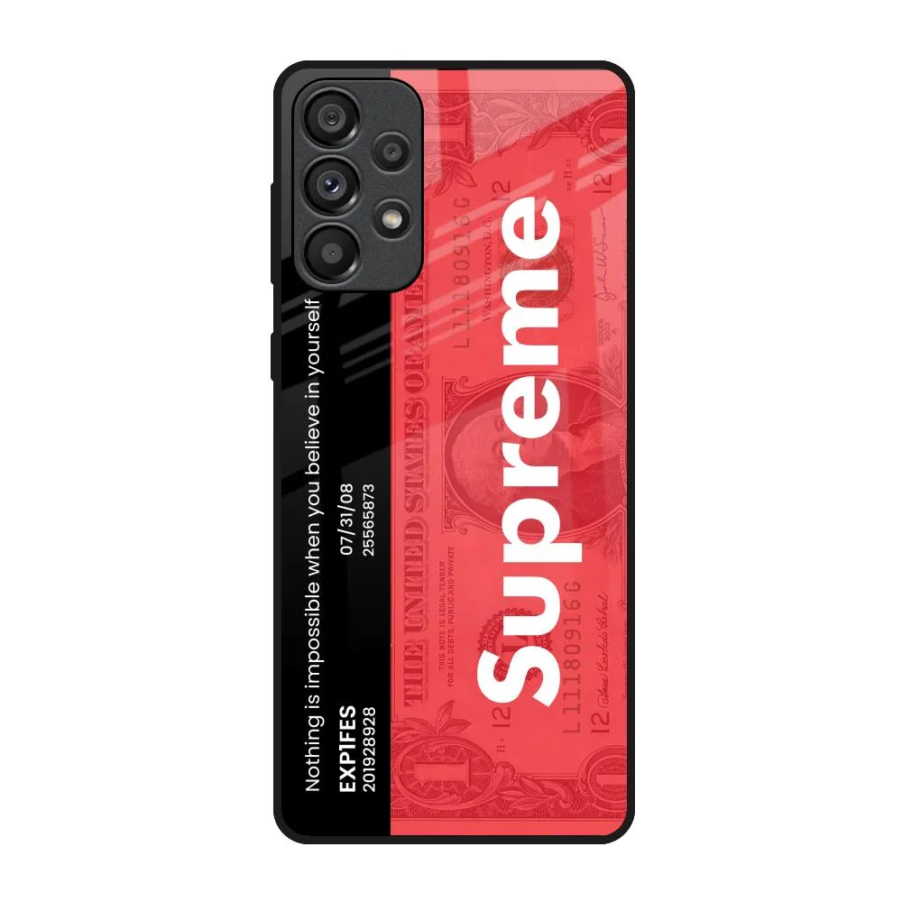 Supreme Ticket Glass Case for Samsung Galaxy A73 5G Daily Durability Stylish Finish Texture