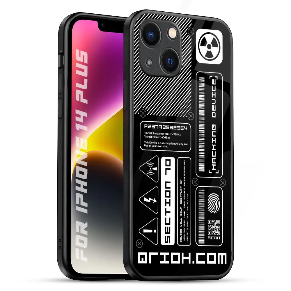 Futuristic Art Glass Case for iPhone 14 Plus simple design