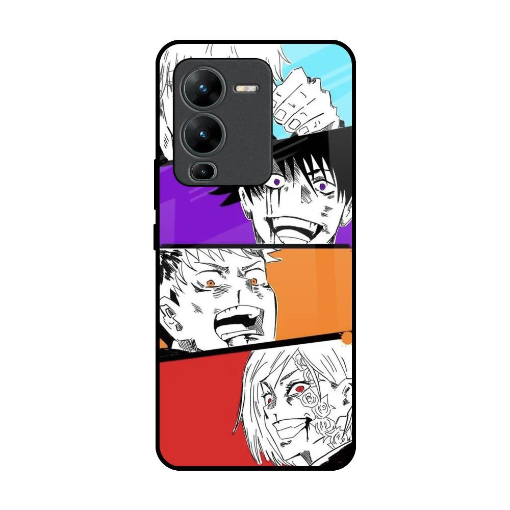 Anime Sketch Glass Case for Vivo V25 Pro Soft Detail