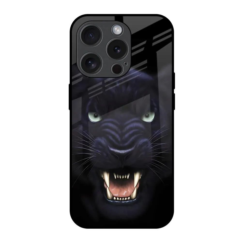 Everyday Style Student Gear Angry Black Leopard Glass Case for iPhone 15 Pro