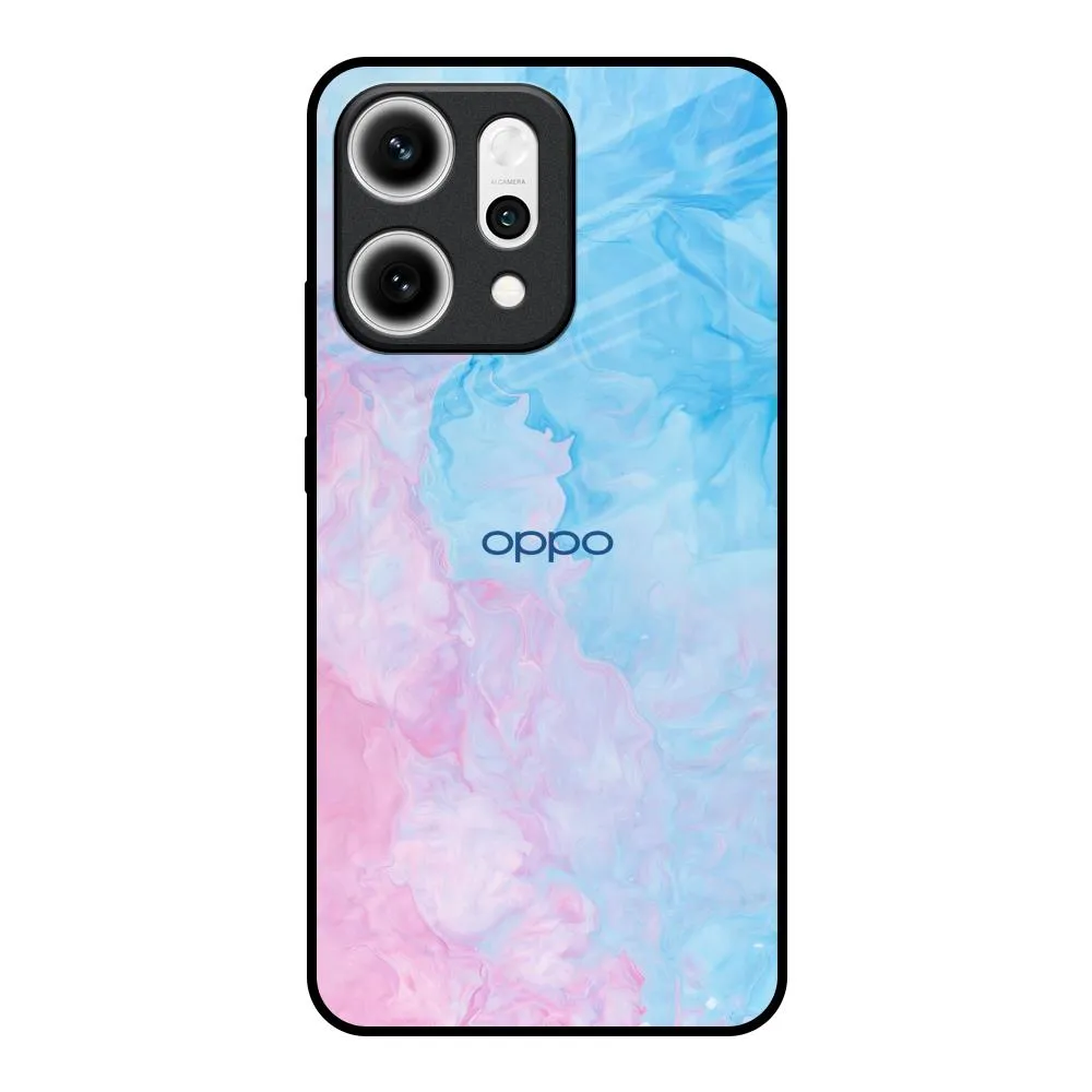 Glossy Texture Mixed Watercolor Glass Case for Oppo Reno14 5G