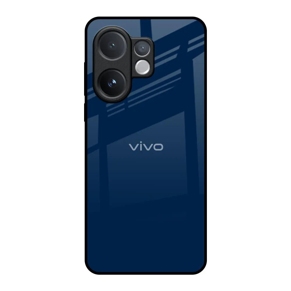 Gloss Finish Polished Finish Texture Royal Navy Glass Case for Vivo V60 5G