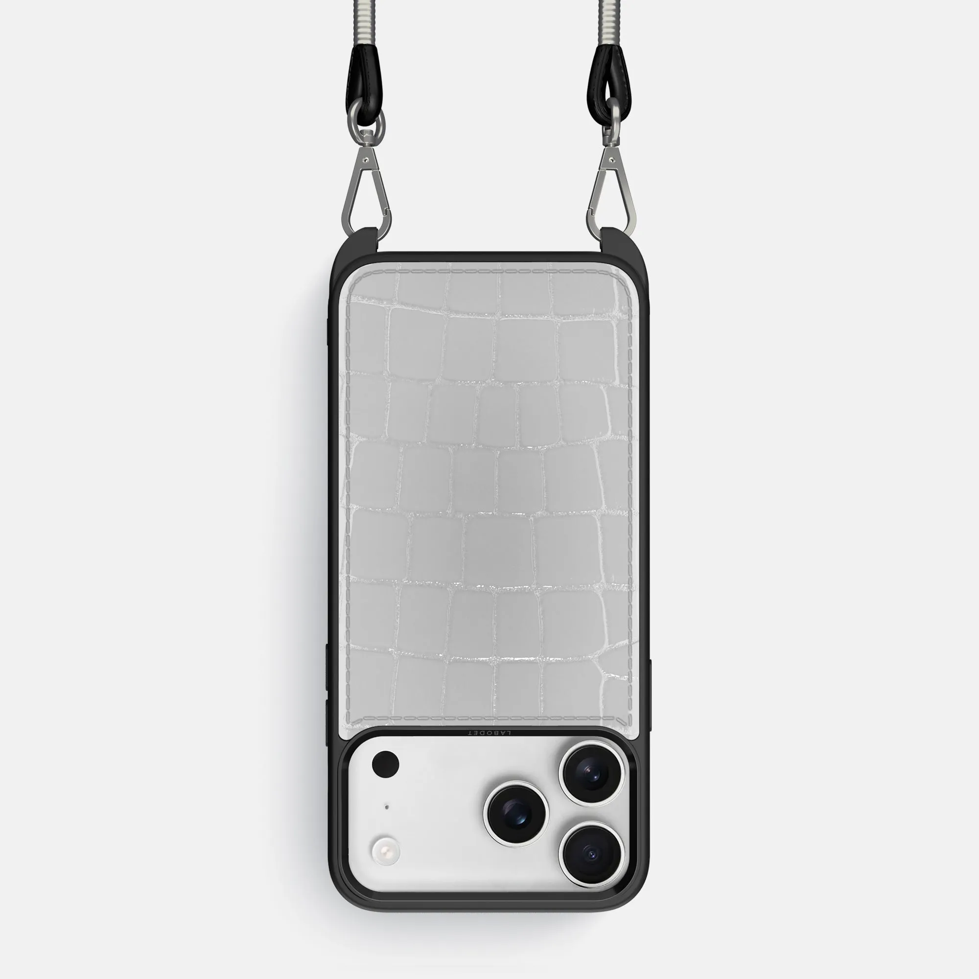 Crossbody Sport Case For iPhone 17 Pro In Shiny Alligator Elegant Surface Texture Sleek Detail