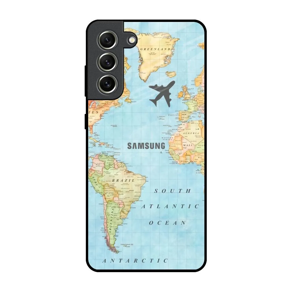 Fly Around The World Glass Case for Samsung Galaxy S21 FE 5G Refined Texture Frosted surface