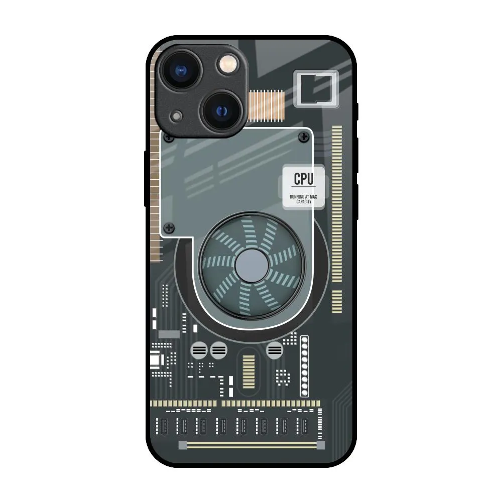 Stylish Grip Texture Ultra Thin Motherboard Circuit Glass Case for iPhone 14 Plus