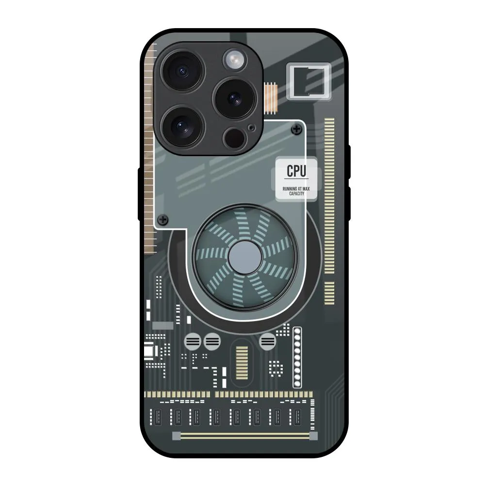 Motherboard Circuit Glass Case for iPhone 15 Pro Comfort Edge Layer Minimal Form