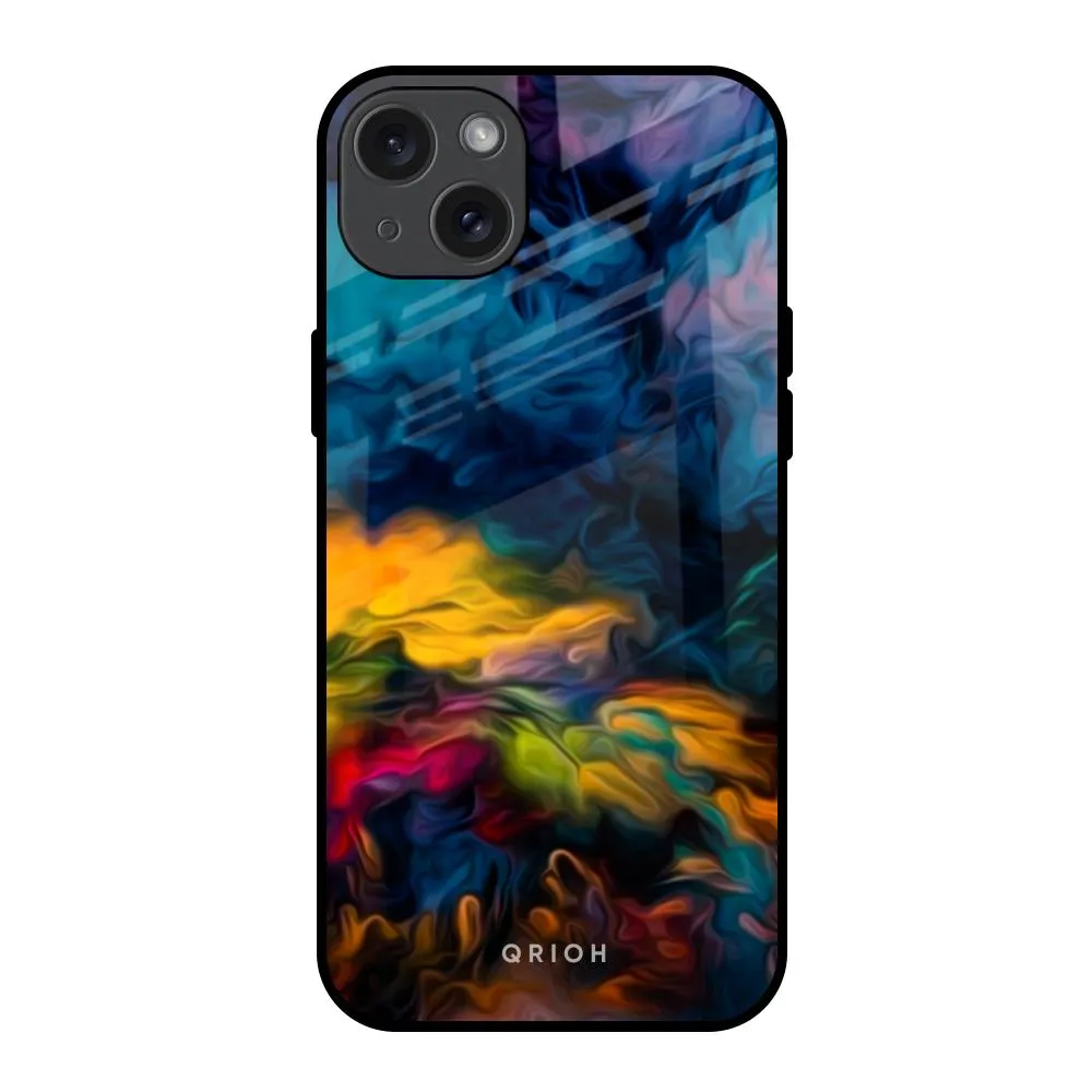 Light Structure Classic Frame Multicolor Oil Painting Glass Case for iPhone 15 Plus