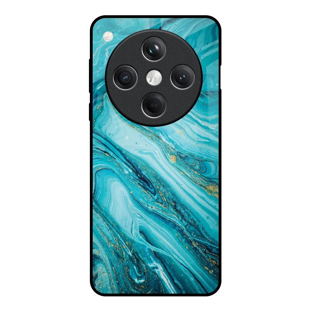 Smooth Pattern Design Ocean Marble Glass Case for Oppo Find X8 5G
