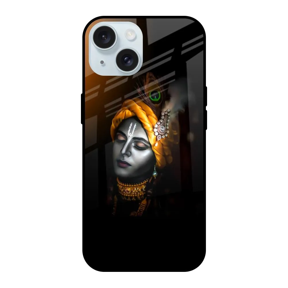 Pocket Friendly Ombre Krishna Glass Case for iPhone 15