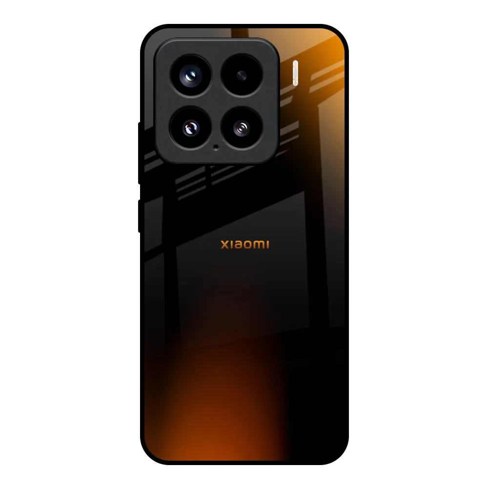 Orange Black Fusion Glass Case for Mi 15 5G Fashion Accent