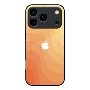 Orange Curve Pattern Glass Case for iPhone 17 Pro Soft Protection Vibrant pattern