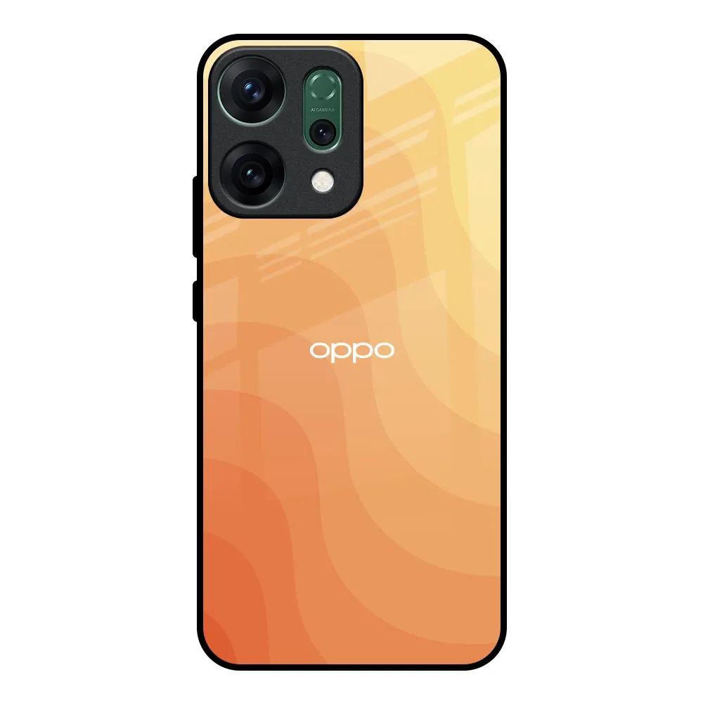 Impact shield Premium Surface Texture Orange Curve Pattern Glass Case for Oppo Reno14 Pro 5G