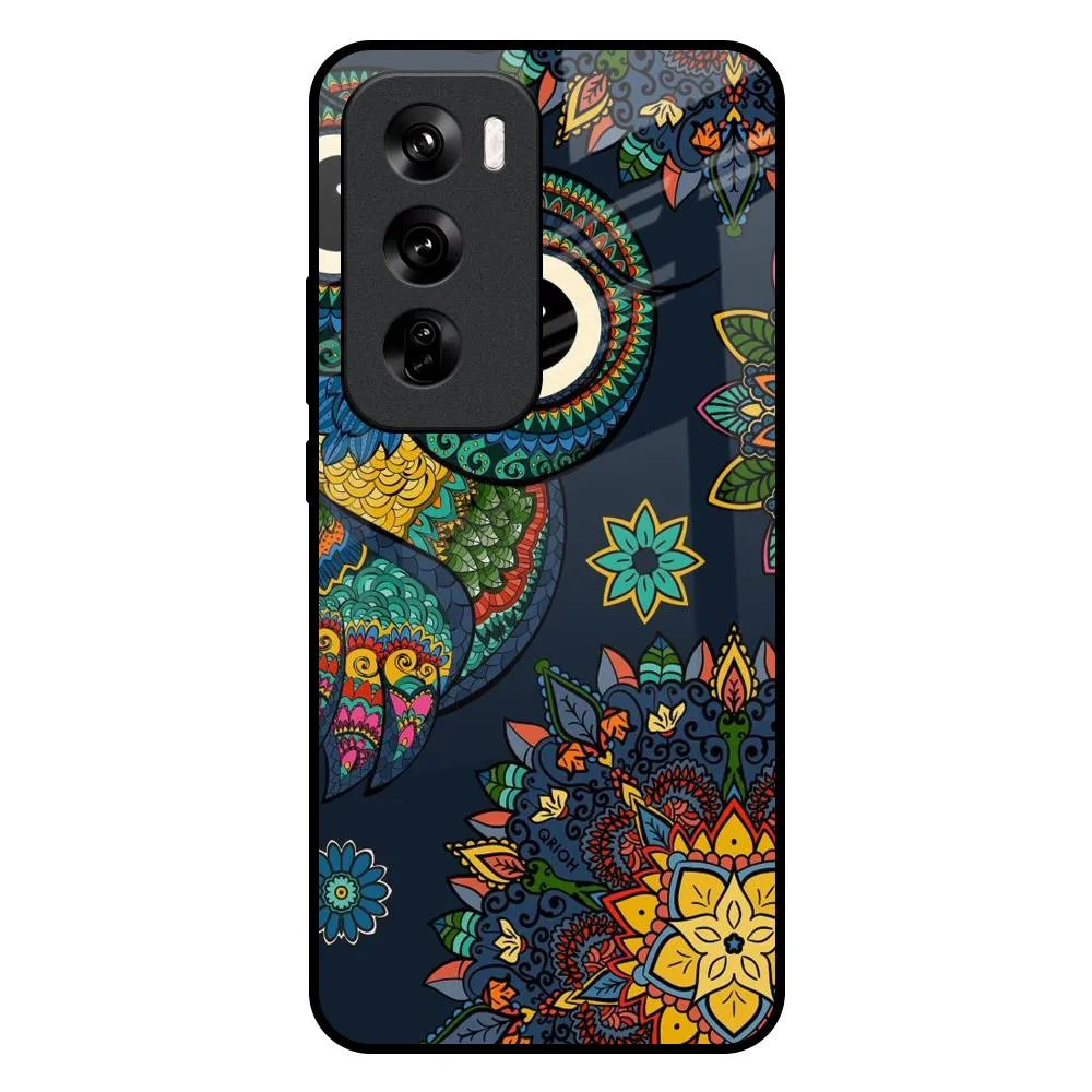 Owl Art Glass Case for Oppo Reno 12 5G Soft Cushion