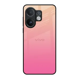 Pastel Pink Gradient Glass Case For Vivo V60 5G Anti Scratch Layer Outdoor Protection