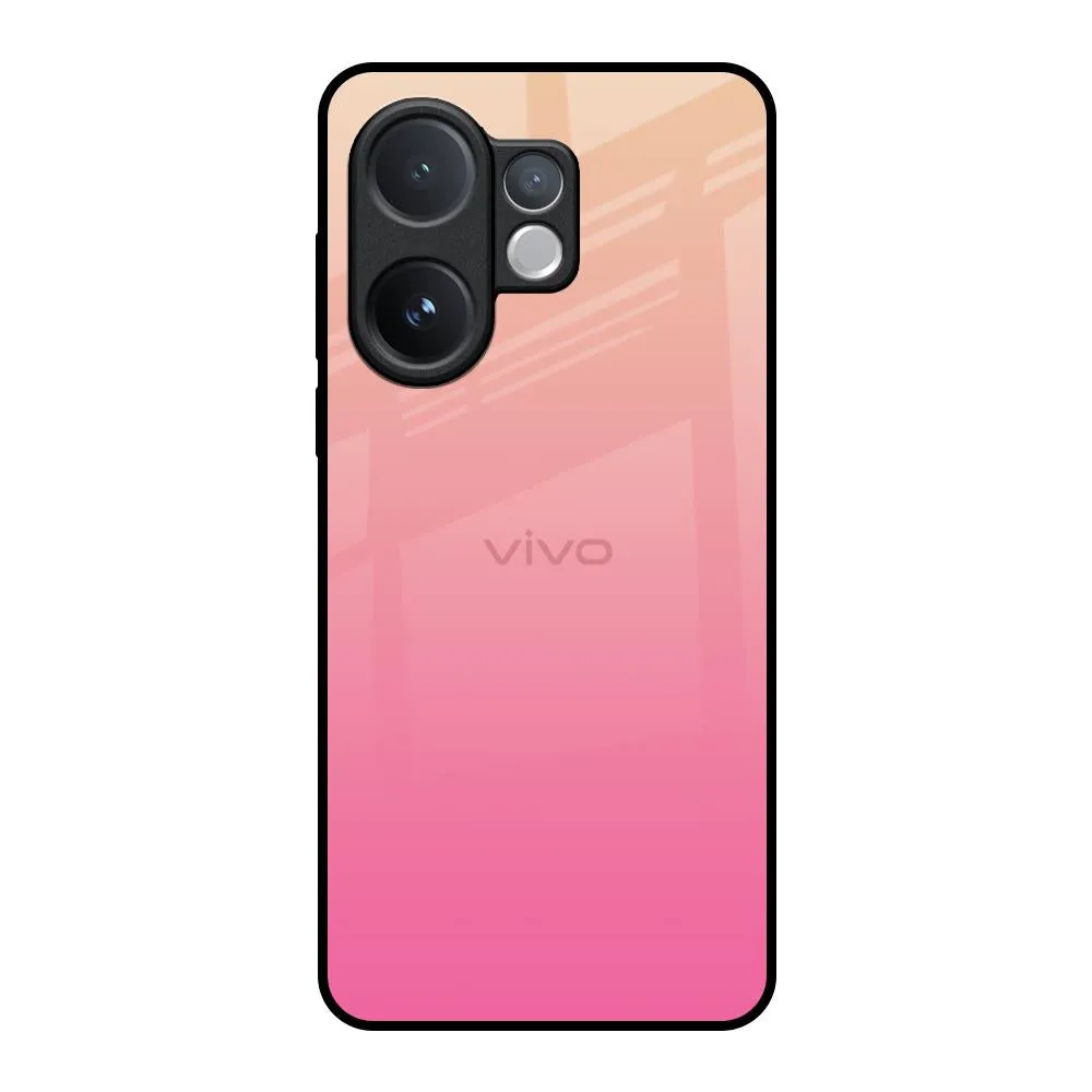 Pastel Pink Gradient Glass Case For Vivo V60 5G Anti Scratch Layer Outdoor Protection