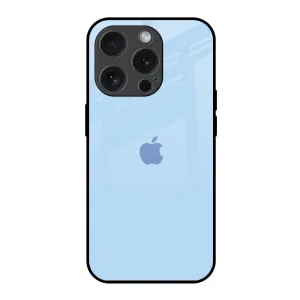 Elegant Build Pastel Sky Blue Glass Case for iPhone 15 Pro