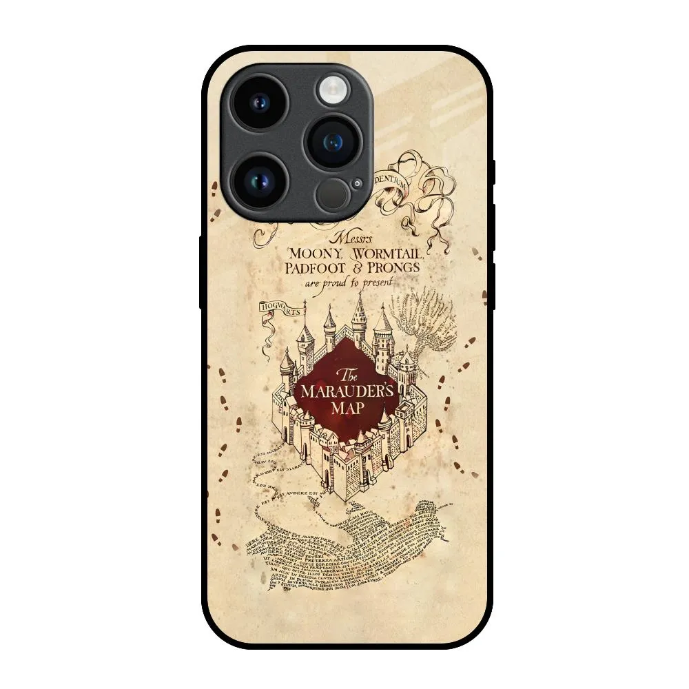 Magical Map Glass Case for iPhone 14 Pro hybrid design Soft touch finish