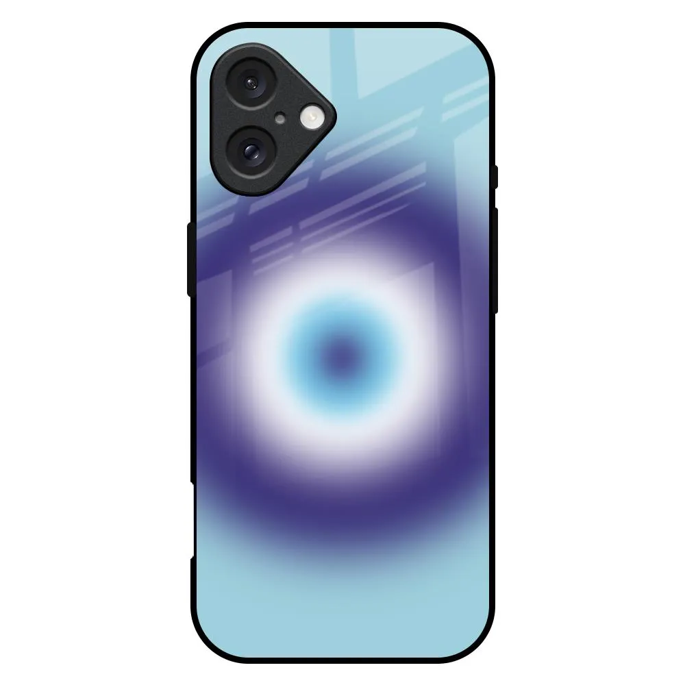 Protective Pattern Evil Eye Art Glass Case for iPhone 16 Plus