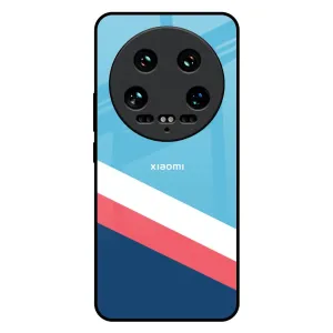 Pink & White Stripes Glass Case For Mi 14 Ultra 5G Classic Frame Polished Texture