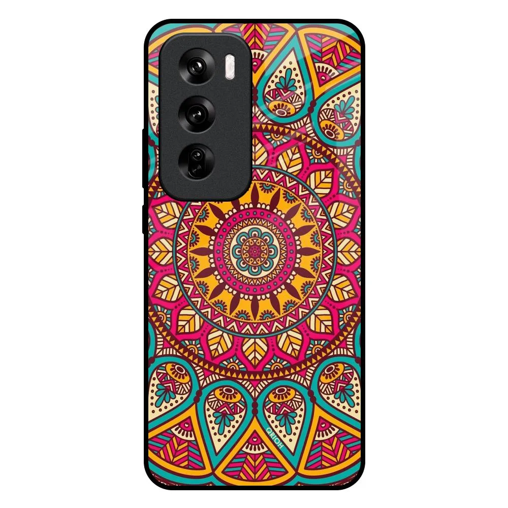 Light Design Slim Fitment Elegant Mandala Glass Case for Oppo Reno 12 5G