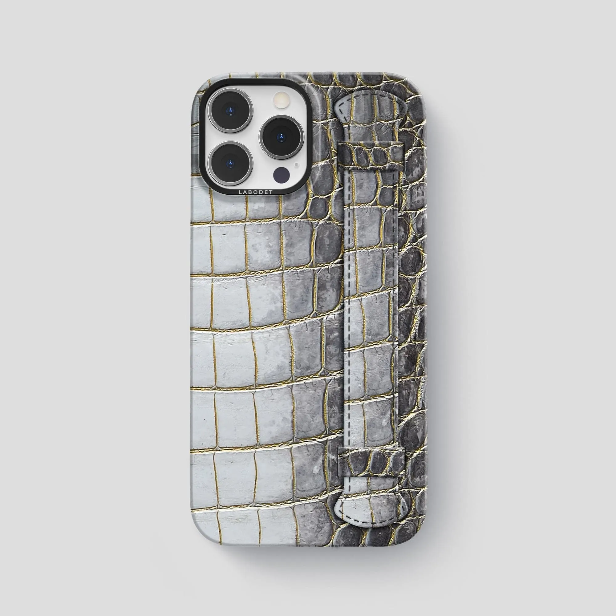 Elegant Detail Handle Case For iPhone 14 Pro Max In Himalayan Crocodile