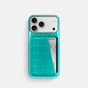 Double Card Case For iPhone 17 Pro In Shiny Alligator Frosted surface Comfort Style