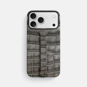 Luxury Shine Center Handle For iPhone 17 Pro Max In Patina Alligator