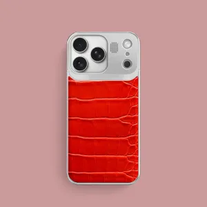 Premium Build Layer Protective Design Layer Metal Case Deep Coral For iPhone 17 Pro In Alligator