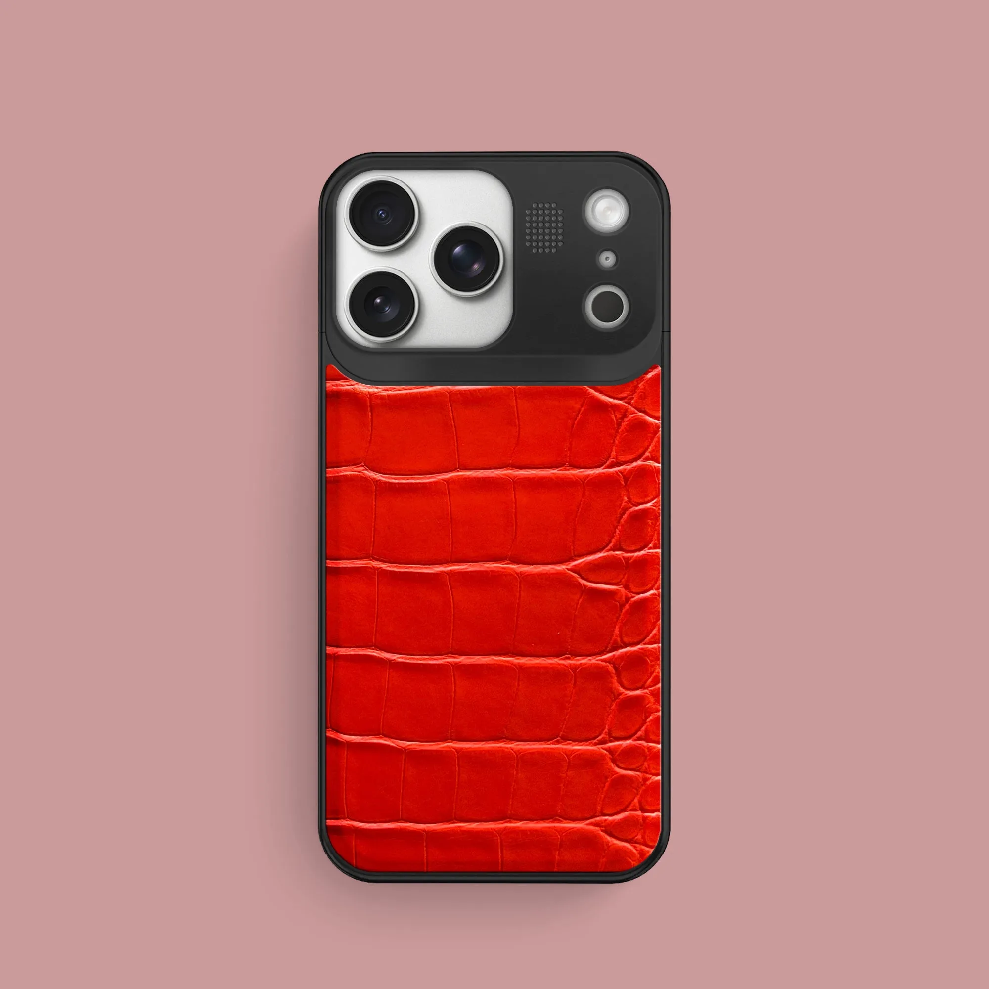 Tough Frame Non slip grip Metal Case Deep Coral For iPhone 17 Pro In Alligator