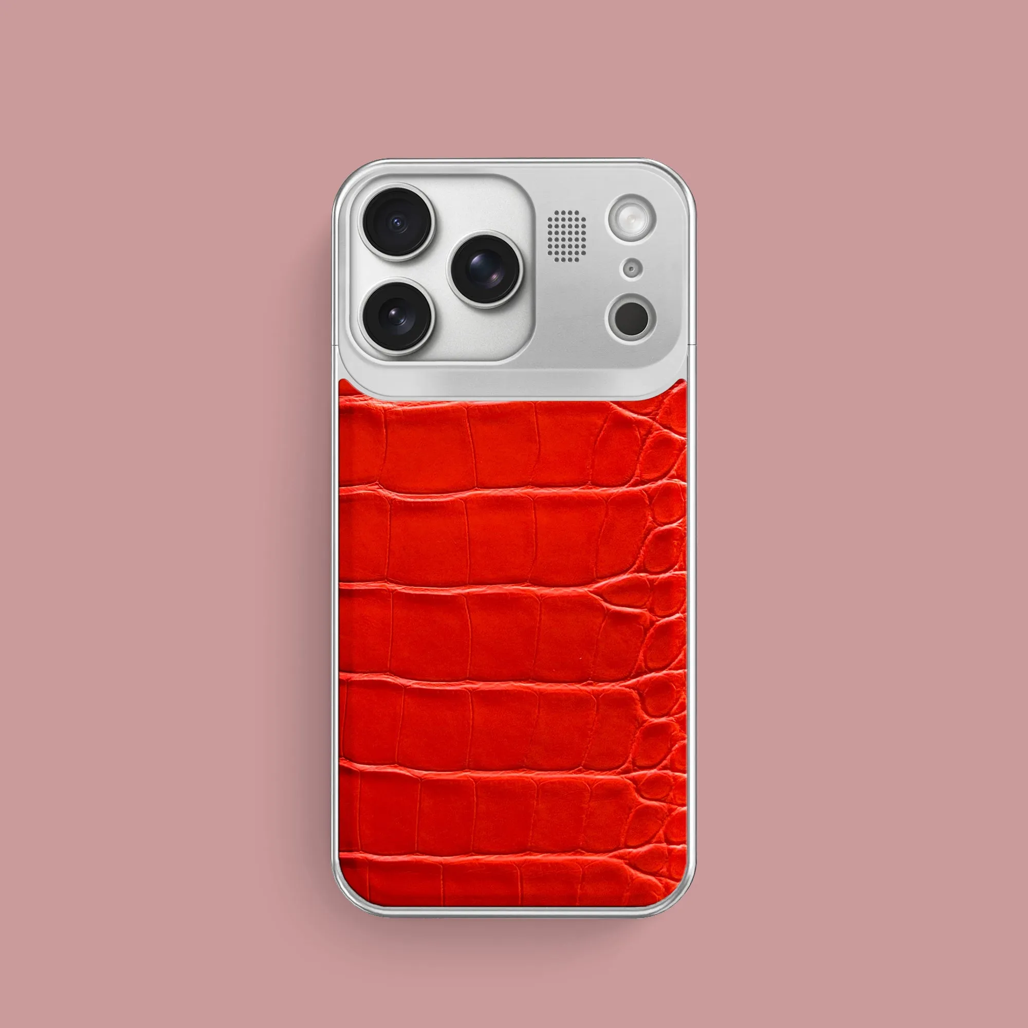 Premium Build Layer Protective Design Layer Metal Case Deep Coral For iPhone 17 Pro In Alligator