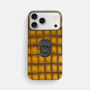 Modern Grip Texture Classic Case With Carbon Skull For iPhone 17 Pro Max In Patina Alligator