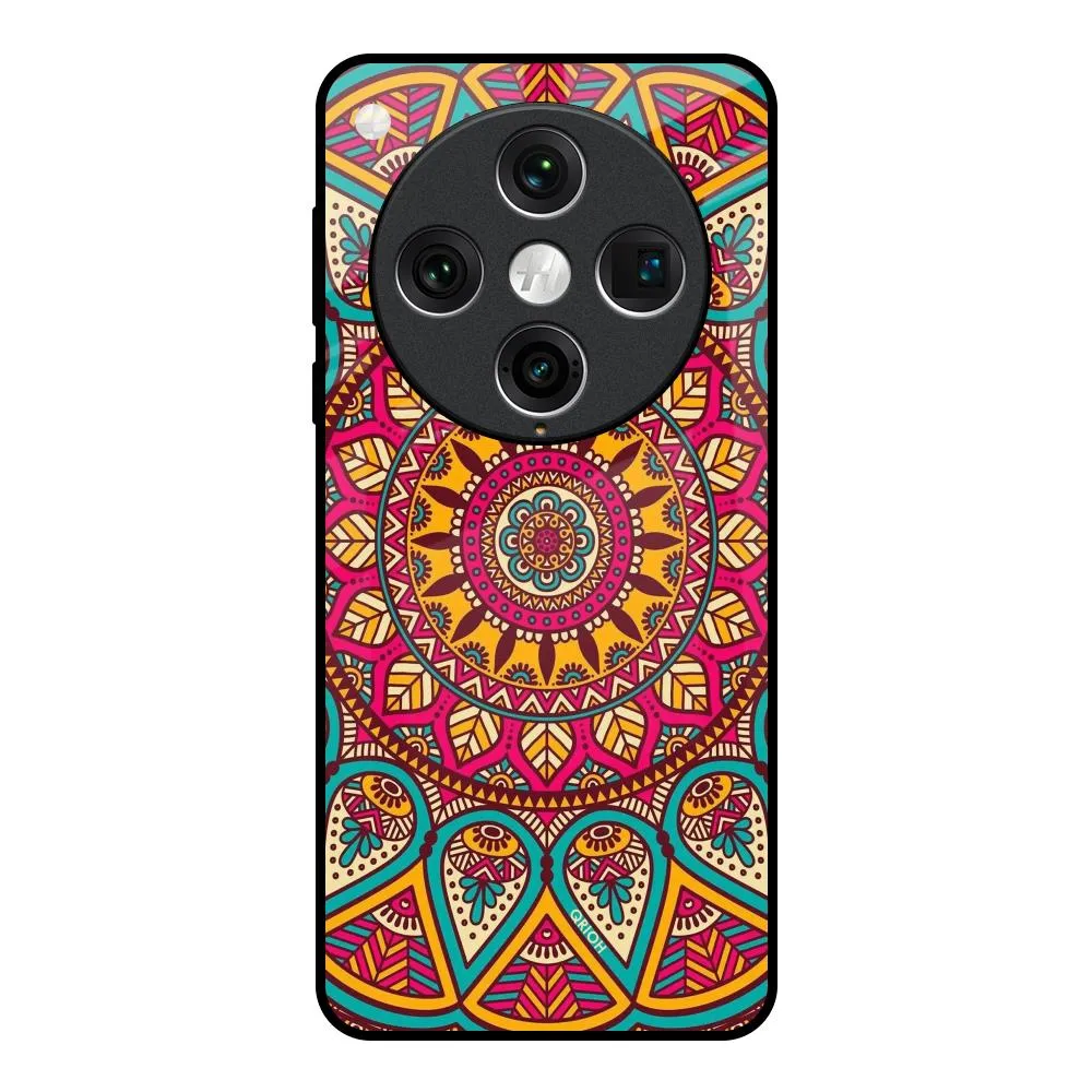 Durable Look Elegant Mandala Glass Case for Oppo Find x8 Pro