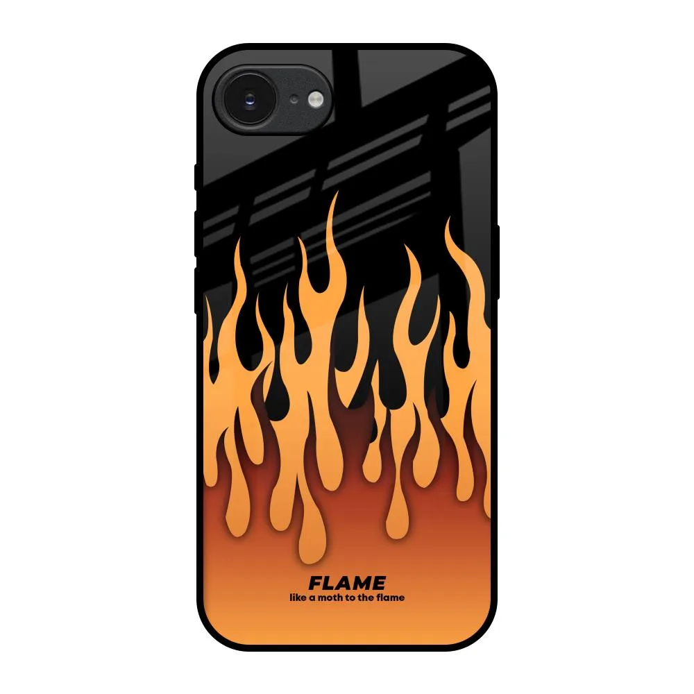 Fire Flame Glass Case for Apple iPhone 16e Modern Frame Clear Design
