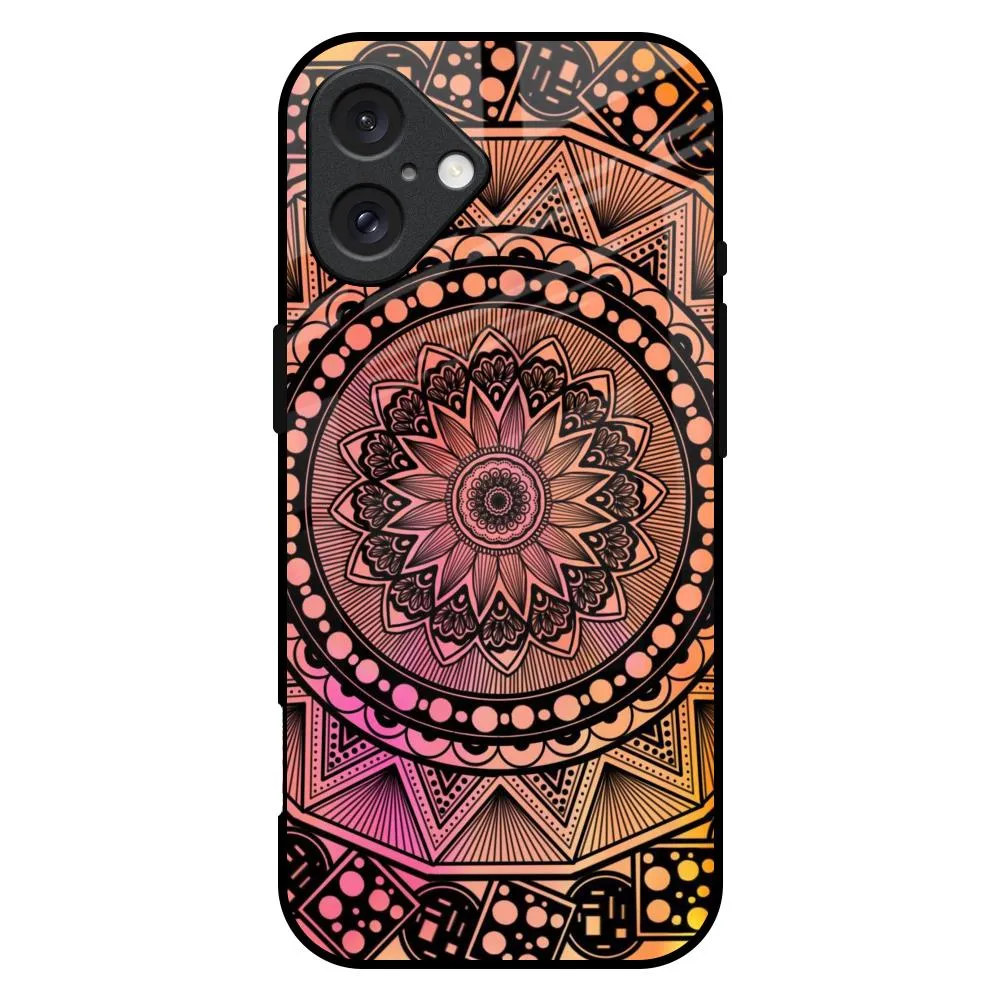 Floral Mandala Glass Case for iPhone 16 Plus Urban Style Luxury Layer Texture