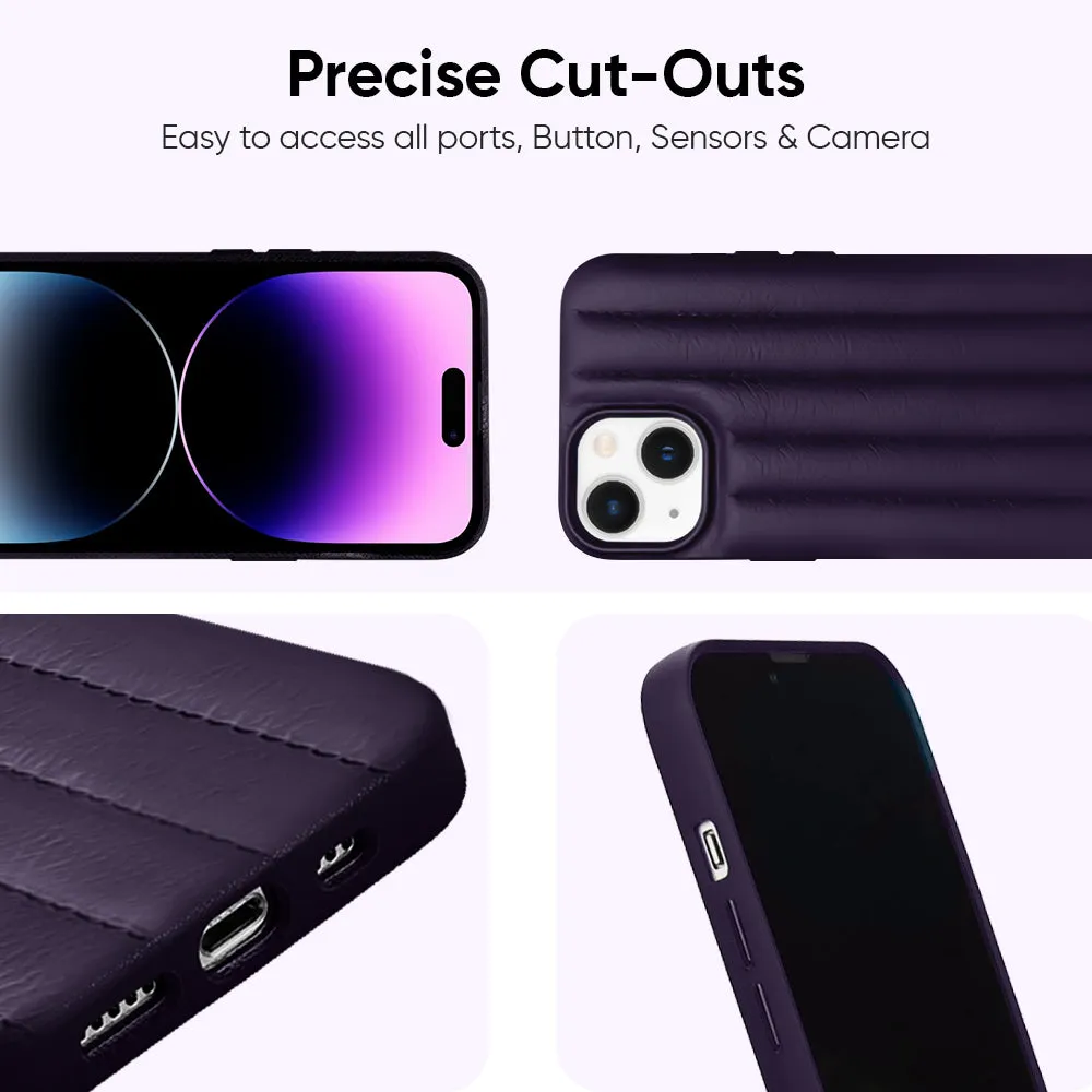 Dark Cherry Stitch Leather Back Cover for iPhone Smooth Finish Touch Protective Pattern