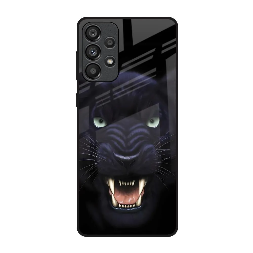 Angry Black Leopard Glass Case for Samsung Galaxy A73 5G Custom Fit Protective Edge