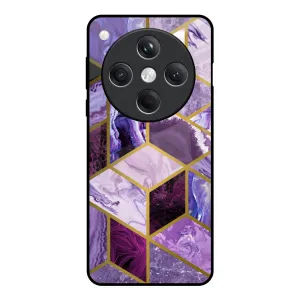 Purple Rhombus Marble Glass Case for Oppo Find X8 5G Impact shield Premium Build