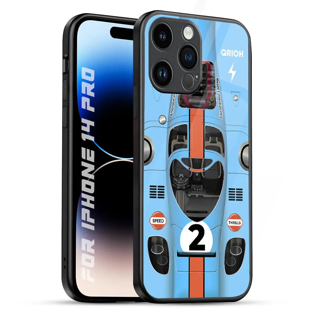Race Laboratory Glass Case for iPhone 14 Pro Gloss Finish Texture Shock Surface