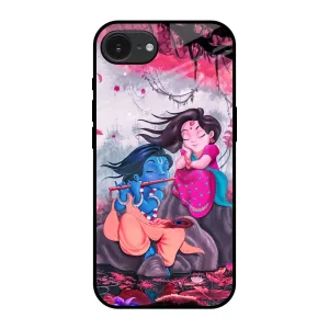 Durable Shape Smooth Edges Radha Krishna Art Glass Case for Apple iPhone 16e