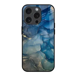 Modern Build Texture Blue Cool Marble Glass Case for iPhone 15 Pro