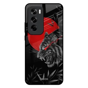 Modern Design Texture Red Moon Tiger Glass Case for Oppo Reno 12 5G