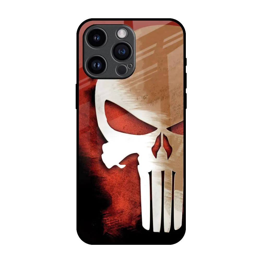 Red Skull Glass Case for iPhone 14 Pro Max Flexible Pattern Edge Reinforced