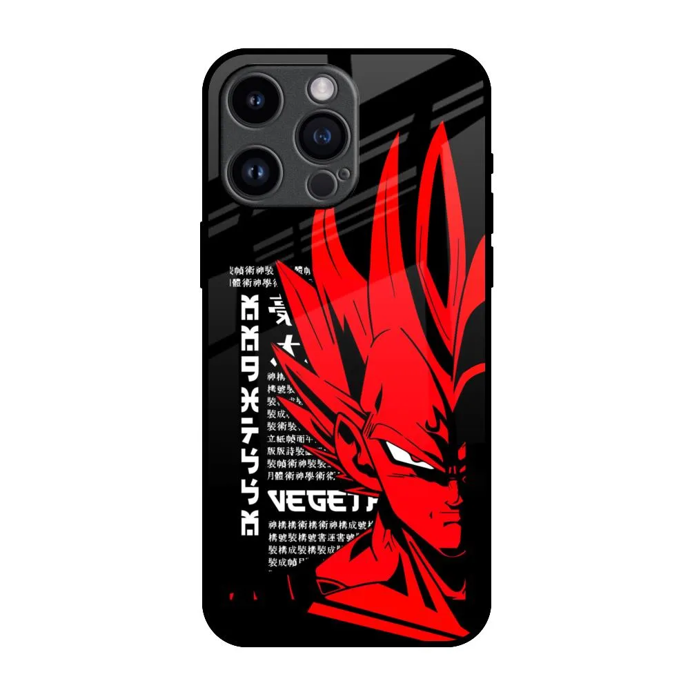 Red Vegeta Glass Case for iPhone 14 Pro Max Refined Finish Portable Shield