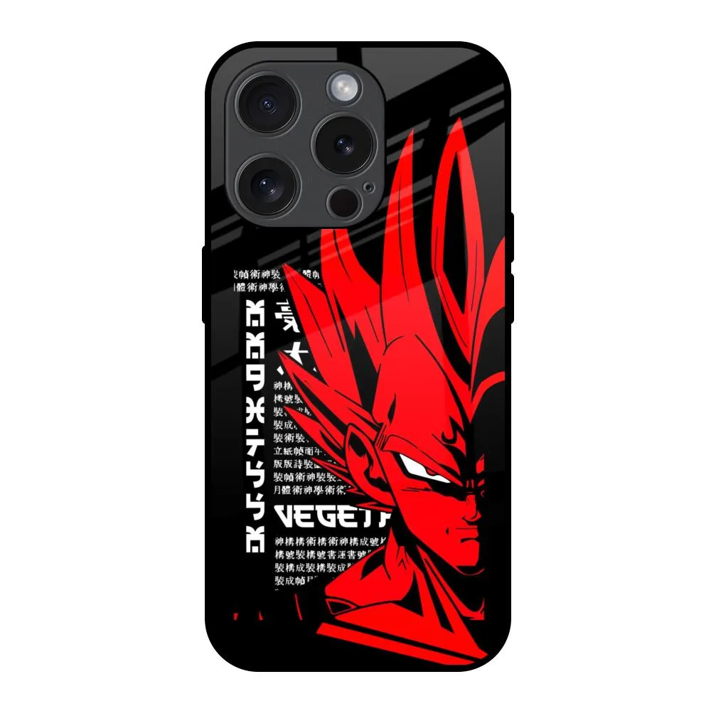 Red Vegeta Glass Case for iPhone 15 Pro Premium Style