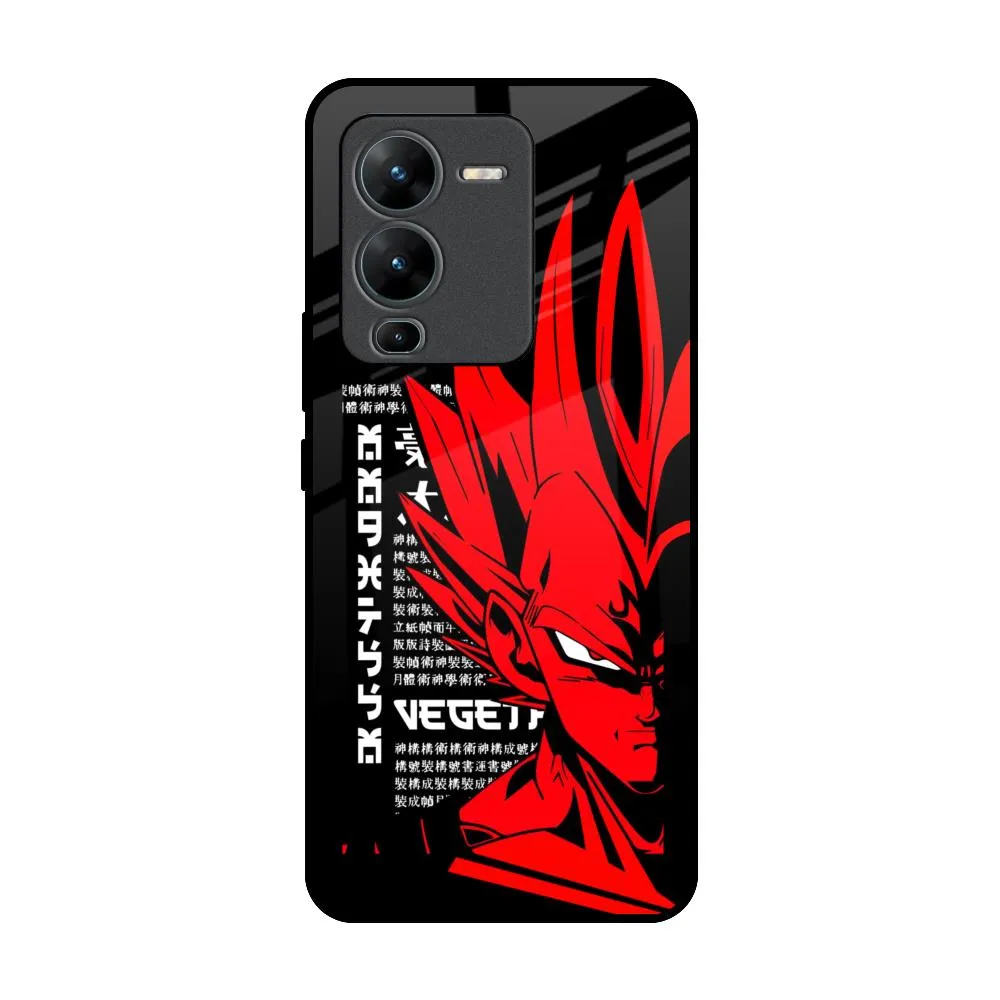 Red Vegeta Glass Case for Vivo V25 Pro Unique Pattern