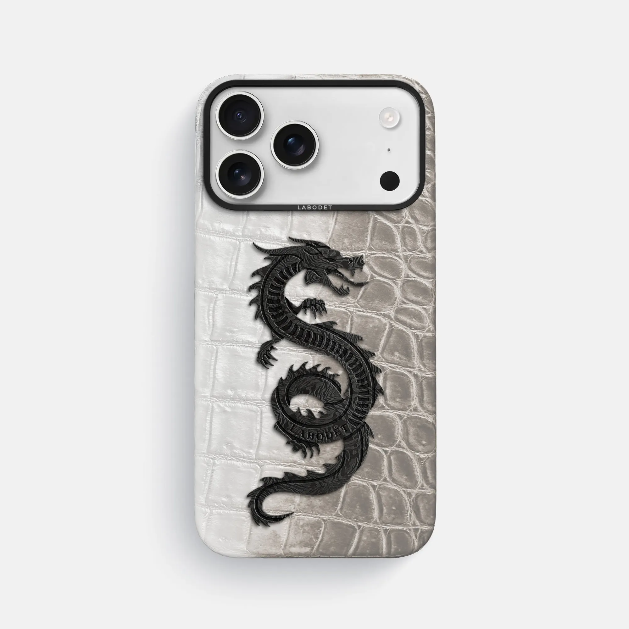 Minimal Detail Clear Design Classic Case With Carbon Dragon For iPhone 17 Pro Max In Himalayan Crocodile