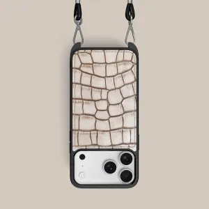 Flexible Comfort Protective Detailing Crossbody Sport Case 1/1 Cafe Creme For iPhone 17 Pro In Alligator