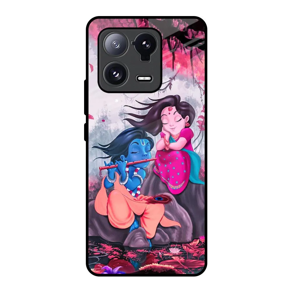 Trendy Look Radha Krishna Art Glass Case for Mi 13 Pro