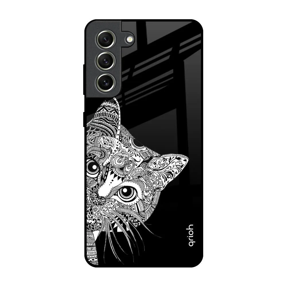 Kitten Mandala Glass Case for Samsung Galaxy S21 FE 5G Creative Texture