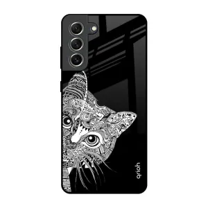 Kitten Mandala Glass Case for Samsung Galaxy S21 FE 5G Creative Texture